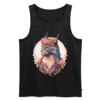 Cute Maine Coon Cat Flower Crown Cats Pet Kitten - Men's Premium Organic Tank Top - black - Front - Michal (187cm)