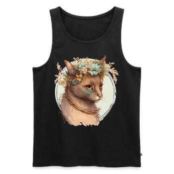 Cute Havana Brown Cat Flower Crown Cats Pet Kitten - Men's Premium Organic Tank Top - black - Front - Michal (187cm)