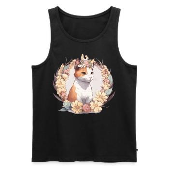 Cute Japanese Bobtail Cat Flower Crown Cats Pet Ki - Männer Premium Bio Tank Top - Schwarz - Vorne - Michal (187cm)