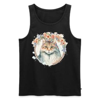 Cute Maine Coon Cat Flower Crown Cats Pet Kitten - Men's Premium Organic Tank Top - black - Front - Michal (187cm)