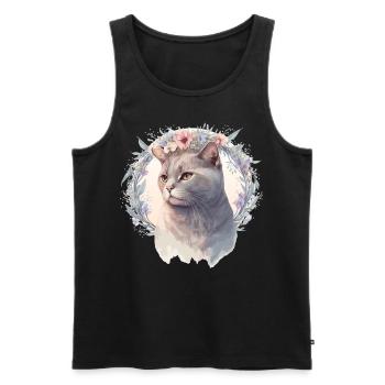 Cute British Shorthair Cat Flower Crown Cats Pet K - Men's Premium Organic Tank Top - black - Front - Michal (187cm)