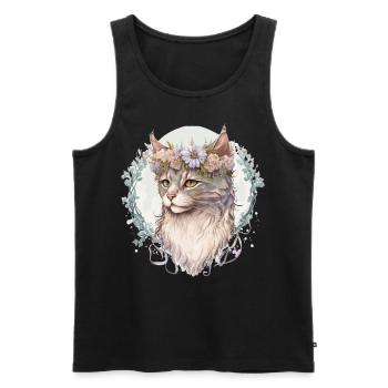 Cute LaPerm Cat Flower Crown Cats Pet Kitten - Men's Premium Organic Tank Top - black - Front - Michal (187cm)