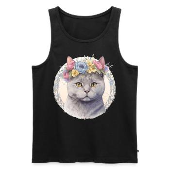 Cute British Shorthair Cat Flower Crown Cats Pet K - Men's Premium Organic Tank Top - black - Front - Michal (187cm)