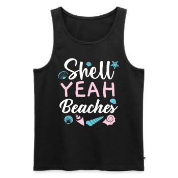 Shell oui Plages Shell Collection Beachcombing - Débardeur bio Premium Homme - noir - Devant - AI Model Male 178 light (178cm)