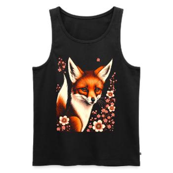 Renards Fleur de cerisier japonais Kitsune Renard - Débardeur bio Premium Homme - noir - Devant - Michal (187cm)