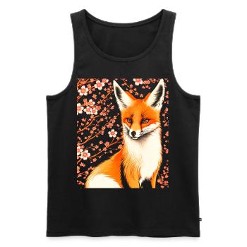 Füchse Japanische Kirschblütenblume Kitsune Fuchs - Männer Premium Bio Tank Top - Schwarz - Vorne - Michal (187cm)