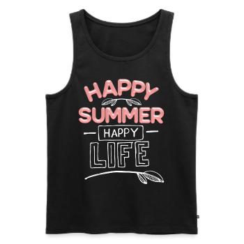 Summer Summer, Happy-Summer Saying - Men's Premium Organic Tank Top - black - Front - AI Model Male 178 light (178cm)