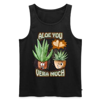 Aloe Vera, fleurs Saint-Valentin drôle jeu de mots - Débardeur bio Premium Homme - noir - Devant - Michal (187cm)