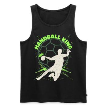 Handball, Joueur de handball, Motif sportif Dicton - Débardeur bio Premium Homme - noir - Devant - Michal (187cm)