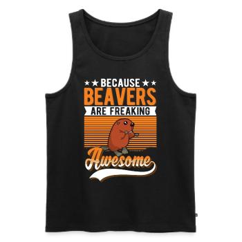 Biber Geschenk Biberdamm - Männer Premium Bio Tank Top - Schwarz - Vorne - Michal (187cm)