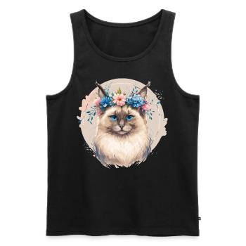 Mignon Birman Cat Fleur Crown Cats Chaton animal de compagnie - Débardeur bio Premium Homme - noir - Devant - Michal (187cm)