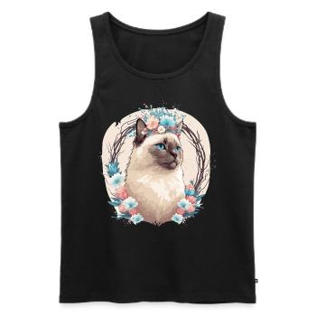Mignon Birman Cat Fleur Crown Cats Chaton animal de compagnie - Débardeur bio Premium Homme - noir - Devant - Michal (187cm)