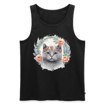 Cute British Shorthair Cat Flower Crown Cats Pet K - Men's Premium Organic Tank Top - black - Front - Michal (187cm)