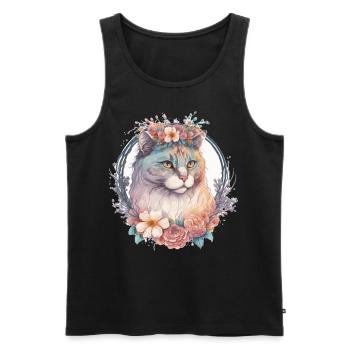 Mignon American Curl Cat Fleur Crown Cats Pet Kitte - Débardeur bio Premium Homme - noir - Devant - Michal (187cm)