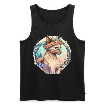 Cute Balinese Cat Flower Crown Cats Pet Kitten - Men's Premium Organic Tank Top - black - Front - Michal (187cm)