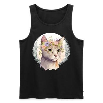 Cute American Shorthair Cat Flower Crown Cats Pet - Men's Premium Organic Tank Top - black - Front - Michal (187cm)