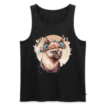 Cute Balinese Cat Flower Crown Cats Pet Kitten - Men's Premium Organic Tank Top - black - Front - Michal (187cm)