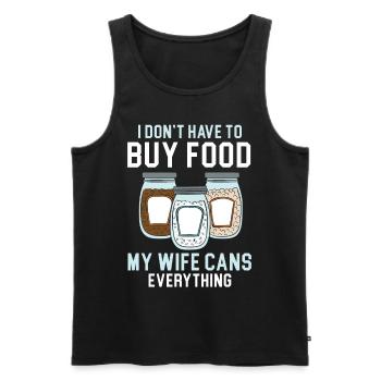 I don't have to buy groceries My wife kons - Men's Premium Organic Tank Top - black - Front - AI Model Male 178 light (178cm)