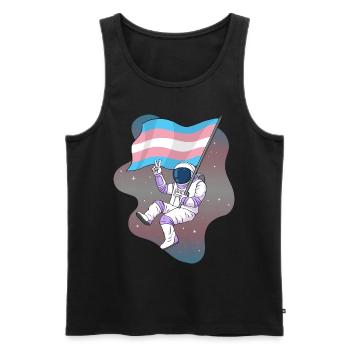 Transgender Pride Trans Flag Space Astronaut - Men's Premium Organic Tank Top - black - Front - AI Model Male 178 light (178cm)