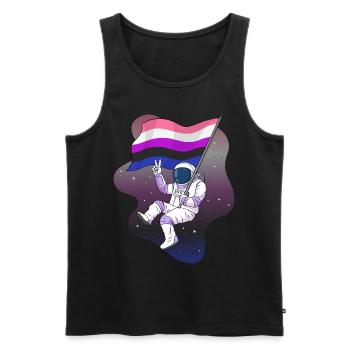Genre Fluid Pride Flag Space Astronaut Subtil - Débardeur bio Premium Homme - noir - Devant - AI Model Male 178 light (178cm)