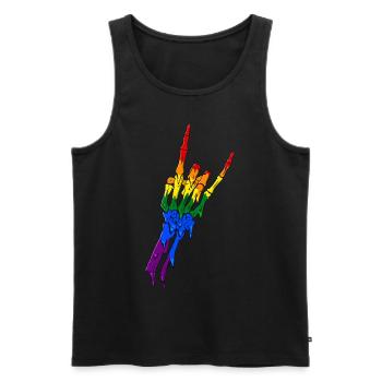 Gay Pride Rainbow Flag Devil Horn Ske - Men's Premium Organic Tank Top - black - Front - AI Model Male 178 light (178cm)