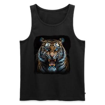 Fauchender Tiger Großkatze - Männer Premium Bio Tank Top - Schwarz - Vorne - AI Model Male 178 light (178cm)