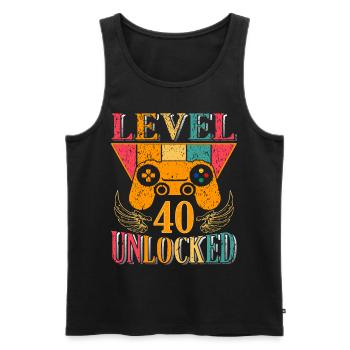 Spieler Level 40 Jubiläum Spieler 40 Jahre - Männer Premium Bio Tank Top - Schwarz - Vorne - AI Model Male 178 light (178cm)