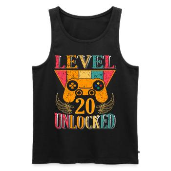 20th birthday - 20 years level 20 unlocked - Men's Premium Organic Tank Top - black - Front - AI Model Male 178 light (178cm)