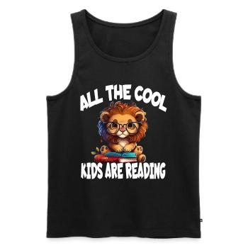 All The Cool Kids Are Reading Löwe - Männer Premium Bio Tank Top - Schwarz - Vorne - Michal (187cm)