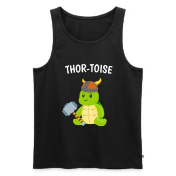 Niedliche Wikinger Thor Schildkröte Kinder - Männer Premium Bio Tank Top - Schwarz - Vorne - AI Model Male 178 light (178cm)