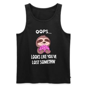 Funny sloth with brain sarcasm saying - Men's Premium Organic Tank Top - black - Front - Michal (187cm)
