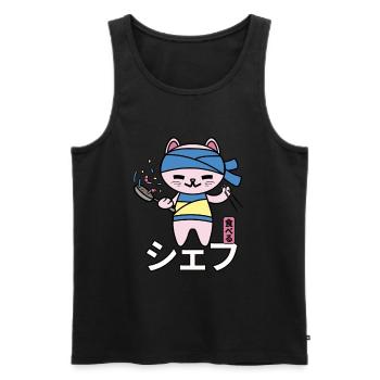 Kawaii Chef Cat Japan - Men's Premium Organic Tank Top - black - Front - AI Model Male 178 light (178cm)