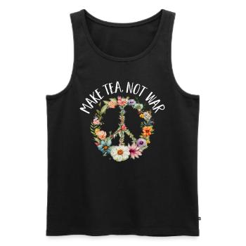Hippie Peace Zeichen Frieden Blumen Blumenkind - Männer Premium Bio Tank Top - Schwarz - Vorne - AI Model Male 178 light (178cm)