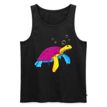 Pansexual Pride Pan Flag Sea Turtle Subt - Débardeur bio Premium Homme - noir - Devant - Michal (187cm)