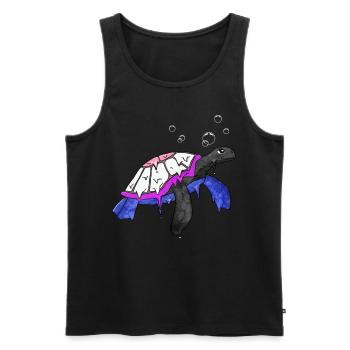 Genre Fluid Pride Flag Sea Turtle Subtil - Débardeur bio Premium Homme - noir - Devant - Michal (187cm)