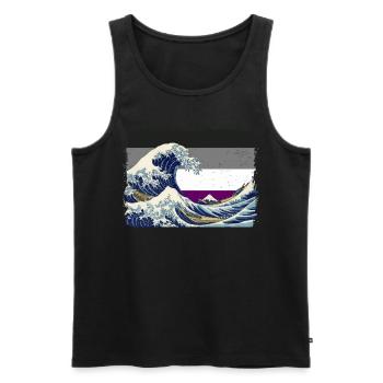 Asexual Pride Ace Flag Big Wave Off Kanaga - Men's Premium Organic Tank Top - black - Front - AI Model Male 178 light (178cm)