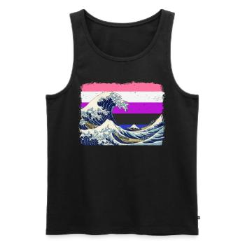 Gender Fluid Pride Flag Big Wave off Kanagawa - Men's Premium Organic Tank Top - black - Front - AI Model Male 178 light (178cm)