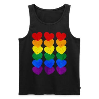 Gay Pride Rainbow Flag Hearts Subtil - Débardeur bio Premium Homme - noir - Devant - AI Model Male 178 light (178cm)