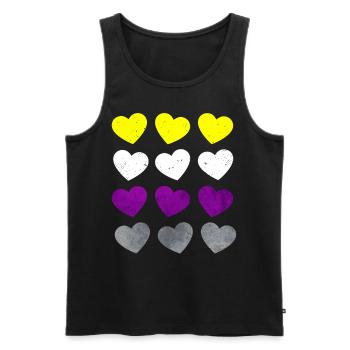 Nicht binär Stolz Flagge Herzen Subtil LGBTQ - Männer Premium Bio Tank Top - Schwarz - Vorne - Michal (187cm)