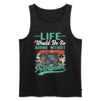 Porcupine Gift Porcupine - Men's Premium Organic Tank Top - black - Front - Michal (187cm)