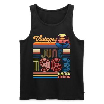 Birthday June 1963. June 1963 June 1963 Gift - Men's Premium Organic Tank Top - black - Front - AI Model Male 178 light (178cm)