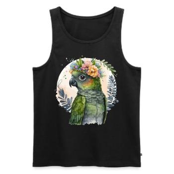 Mignon Conure Perroquet Oiseau Fleur Couronne Oiseaux de compagnie - Débardeur bio Premium Homme - noir - Devant - Michal (187cm)