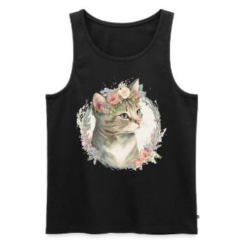 Cute American Shorthair Cat Flower Crown Cats Pet - Men's Premium Organic Tank Top - black - Front - Michal (187cm)