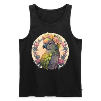 Mignon joue verte Conure Perroquet Oiseau Fleur Couronne P - Débardeur bio Premium Homme - noir - Devant - Michal (187cm)