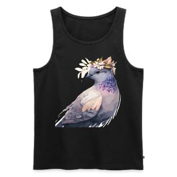 Cute Pigeon Dove Bird Flower Crown Pet Birds - Men's Premium Organic Tank Top - black - Front - AI Model Male 178 light (178cm)