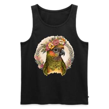 Mignon joue verte Conure Perroquet Oiseau Fleur Couronne P - Débardeur bio Premium Homme - noir - Devant - Michal (187cm)