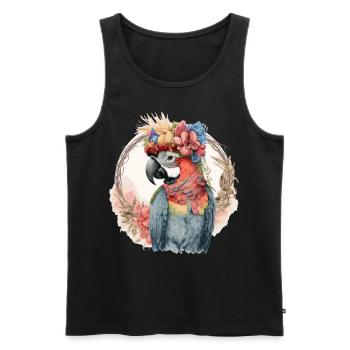 Colorful Parrot Watercolor Macaw Bird Flower Crown - Männer Premium Bio Tank Top - Schwarz - Vorne - Michal (187cm)