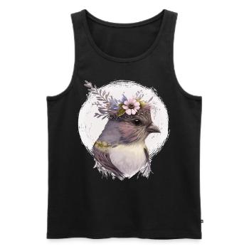 Cute Finch Bird Flower Crown Pet Birds - Men's Premium Organic Tank Top - black - Front - AI Model Male 178 light (178cm)