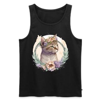 Cute American Shorthair Cat Flower Crown Cats Pet - Men's Premium Organic Tank Top - black - Front - Michal (187cm)