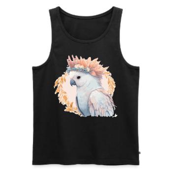Cute Watercolor Cockatoo Parrot Bird Flower Crown - Männer Premium Bio Tank Top - Schwarz - Vorne - Michal (187cm)